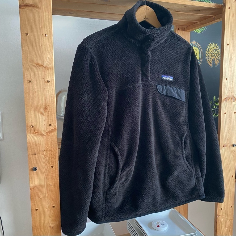 Patagonia Black Half-Snap High Pile Fleece Pullover Jacket Sweater Medium - Picture 5 of 15